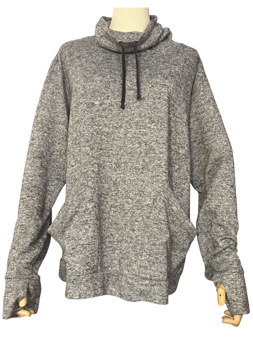 Old Navy Active Funnel Neck Pullover Gray Marled Thumbholes XXL
